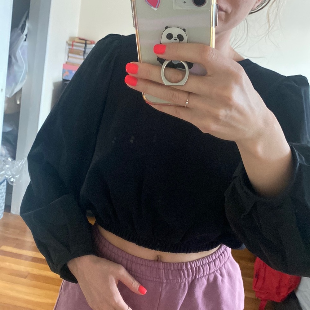 Black Zara too ballon sleeves size S